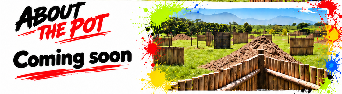 About The Pot. Coming soon. A view of the course with wooden barricades.